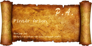 Pintér Arion névjegykártya